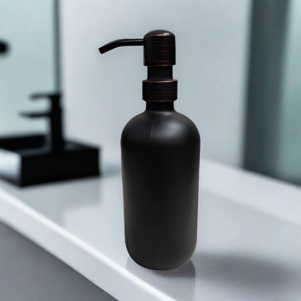 16oz Matte Black Glass Liquid Soap Dispenser